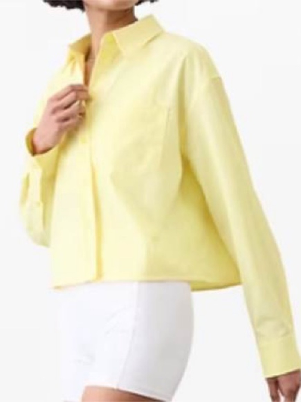 NWT – Athleta Midday Cropped Poplin Shirt – Citron – Large - Picture 3 of 9